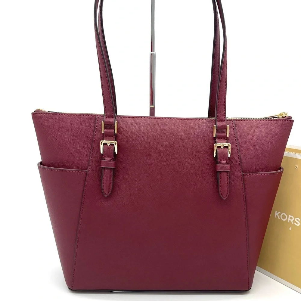Michael Kors Large Charlotte Tote Bag Dark Cherry